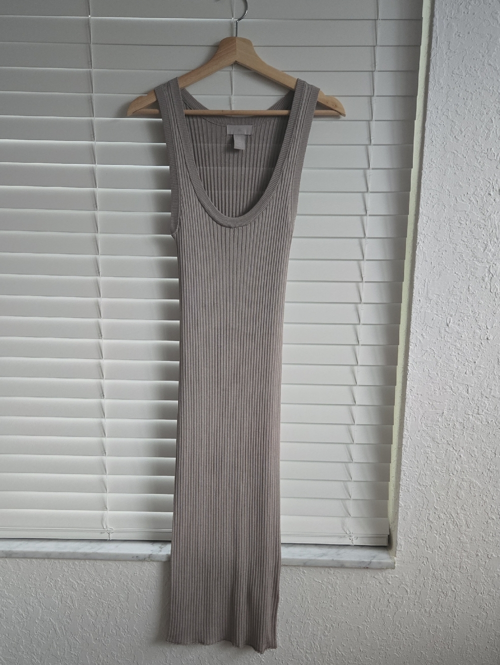 H&M Ribbed Scoop Neck Maxi Tank Dress - Taupe Gray